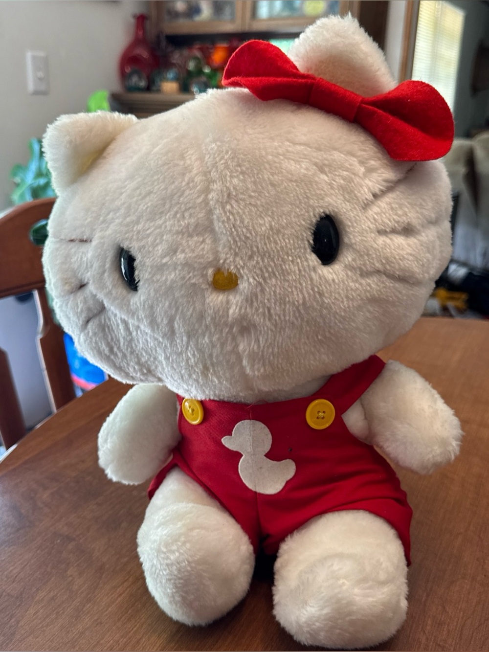 Hello Kitty Plush with Red Bow and Overalls